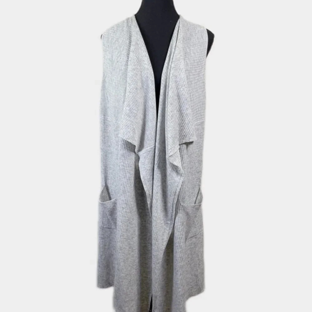Topshop Ribbed Open Cardigan Long Line Vest